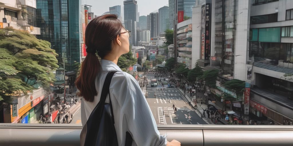 young professional exploring Seoul cityscape