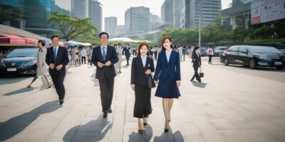 business people in Seoul Korea