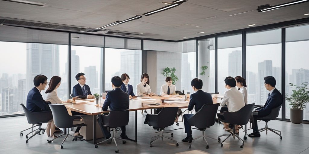 business meeting in a modern Korean office